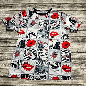 Men’s Medium Oh, Snap! comic book pop art silky shirt LIKE NEW!